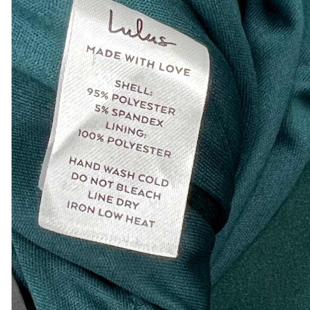 Lulus Teal Green Ruched Maxi Dress NWT Cross Back High Slit Formal Gown S - Picture 7 of 7